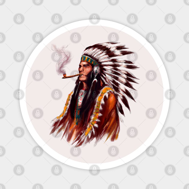 Native American Indian Chief Magnet by AngelsWhisper